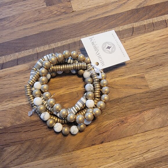 Meghan Browne Style Lana Howlite 5 Strand Boho Stretch Bracelets - Picture 2 of 14